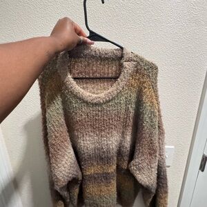Cozy Multicolor Bouclé Sweater - Women's Crewneck
